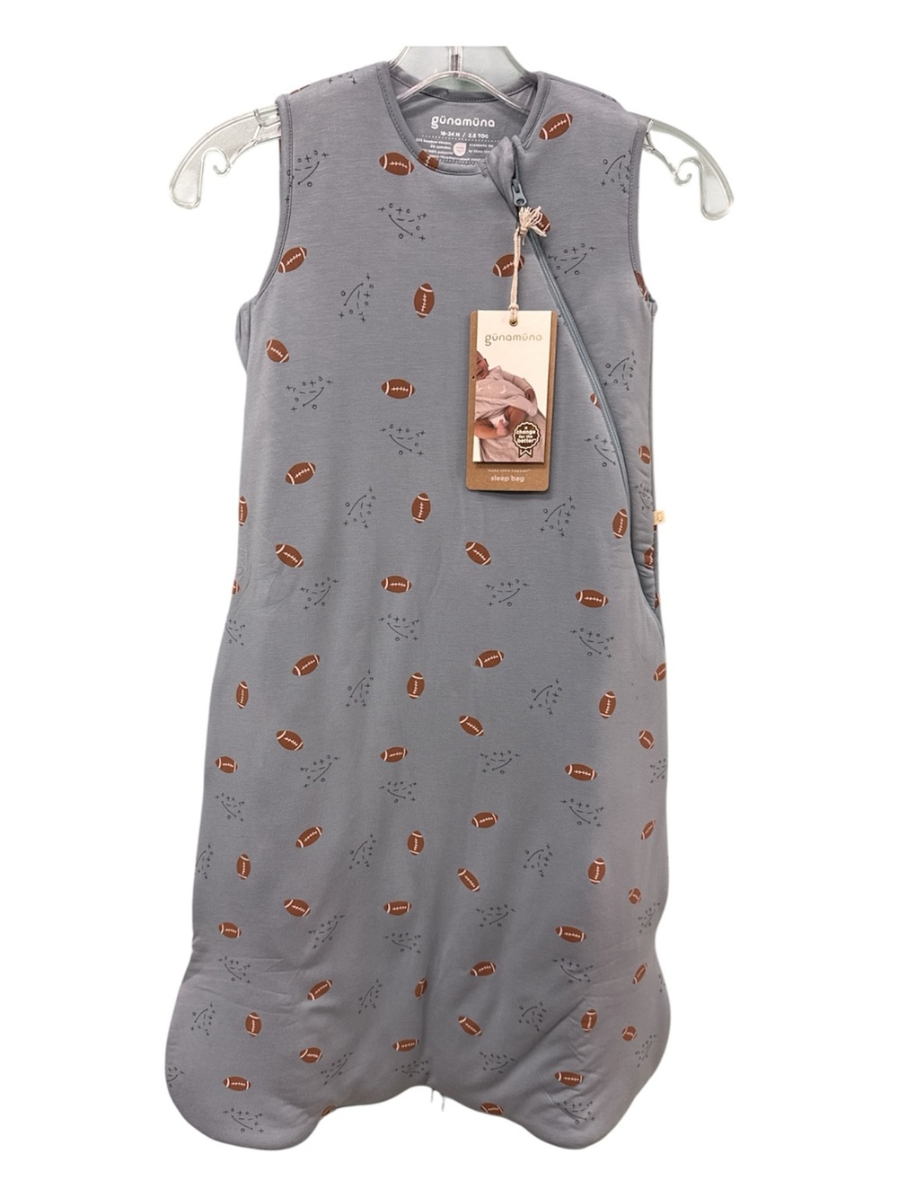 Goumama Gray Football Print Kids Sleep Sack - Sleeveless Pajama